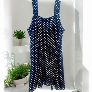 Maggie Barnes Shift Dress Womens 32W Black Polka Dot Wide Strap Lined Sleeveless